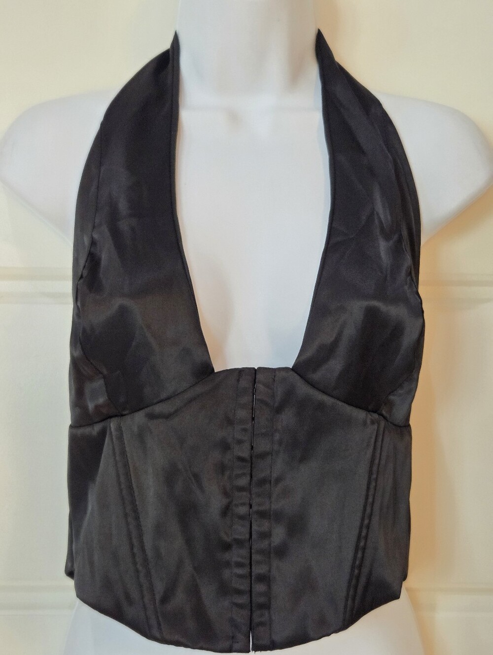 Womens Summer Sexy Deep V Neck Backless Tie Satin Top